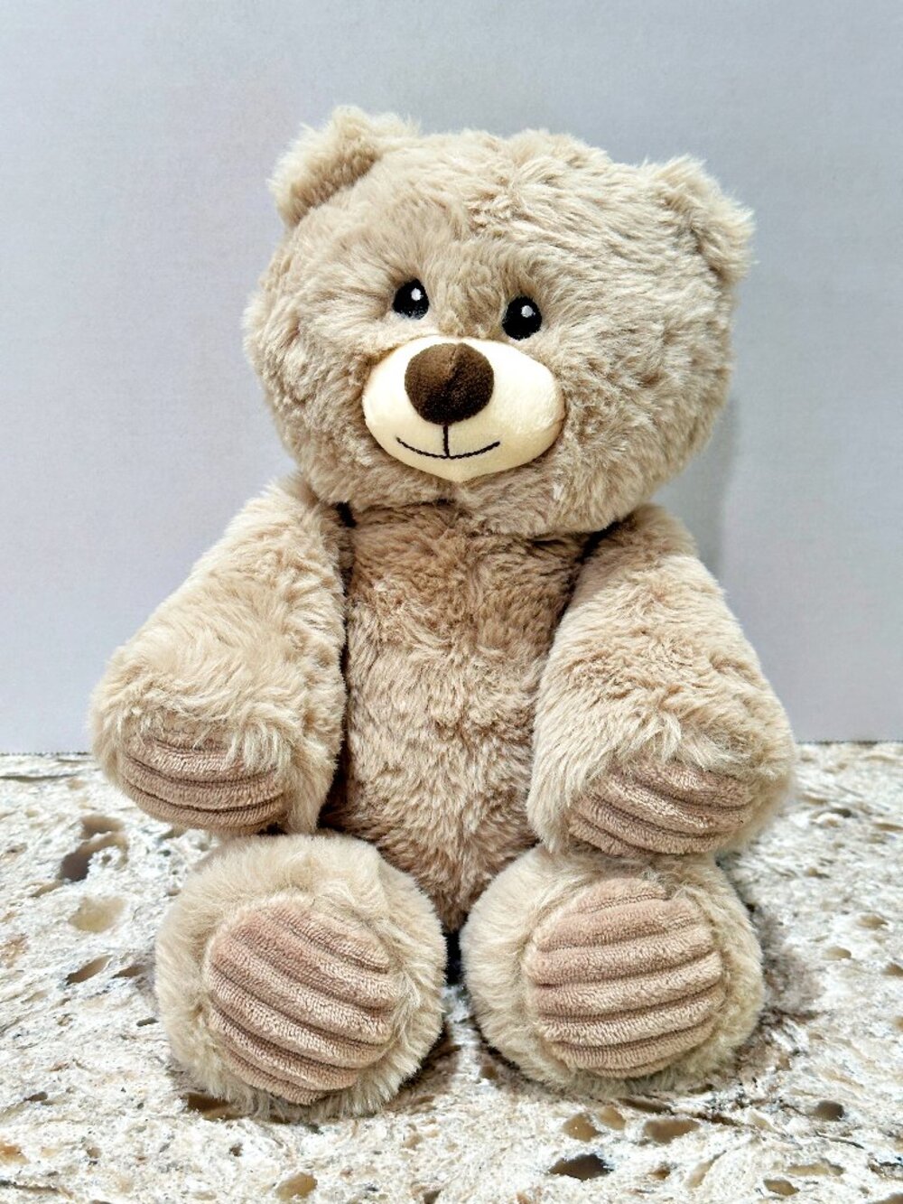 Spark Create Imagine Teddy Bear Plush Rattle Taupe Gray Ribbed Feet 14" Lovey